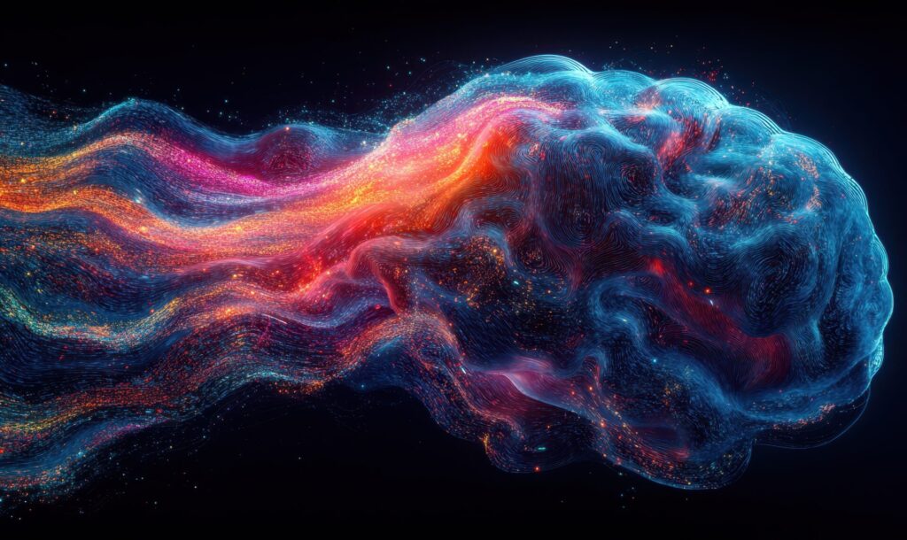 An artistic impression of a brain, with colourful tendrils to illustrate movement and progress.