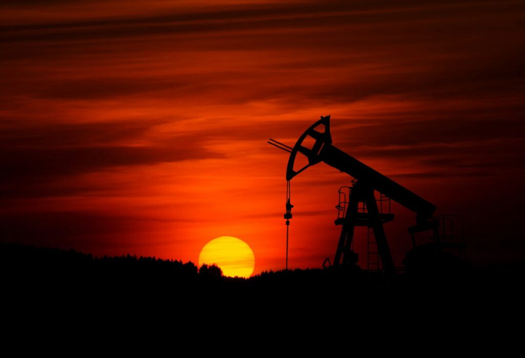 Aging oil and gas well in the sunset